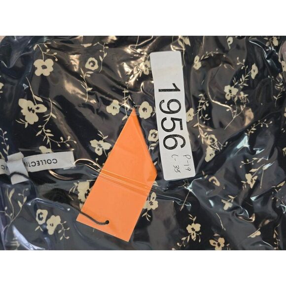 Floral Print Dress Lace Trim V-Neck Long Sleeve Navy & White fairycore flowers - Picture 8 of 8